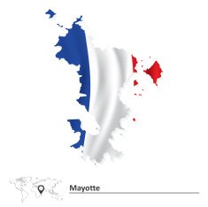 Map of Mayotte with flag