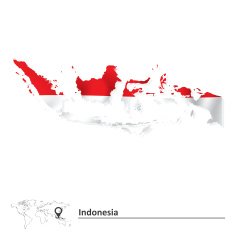 Map of Indonesia with flag