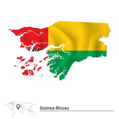 Map of Guinea-Bissau with flag
