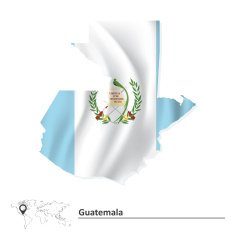 Map of Guatemala with flag