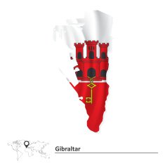 Map of Gibraltar with flag