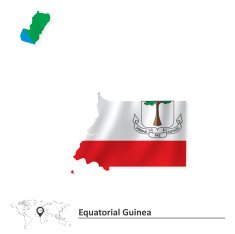 Map of Equatorial Guinea with flag