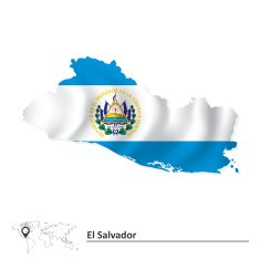 Map of El Salvador with flag