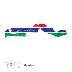 Map of Gambia with flag