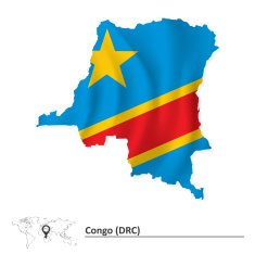 Map of Democratic Republic the Congo with flag