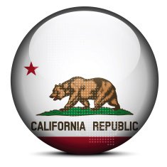 flag button of USA California State