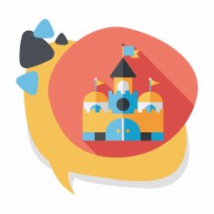 Building castle flat icon with long shadow eps10 N49
