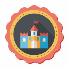 Building castle flat icon with long shadow eps10 N58