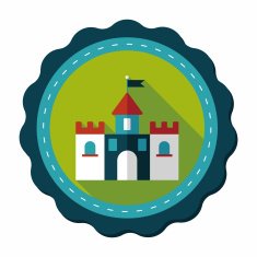 Building castle flat icon with long shadow eps10 N59