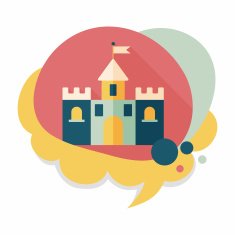 Building castle flat icon with long shadow eps10 N63