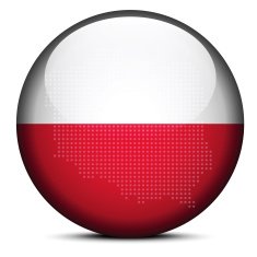 Map with Dot Pattern on flag button of Republic Poland