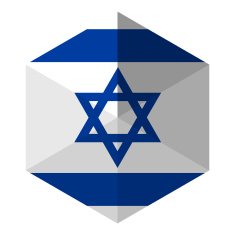 Israel Flag Hexagon Flat Icon Button