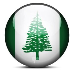 Map on flag button of Territory Norfolk Island Australian over