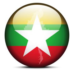 Map on flag button of Republic the Union Myanmar