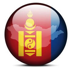 Map on flag button of Mongolia