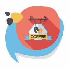 Coffee shop signs flat icon with long shadow eps10 N63