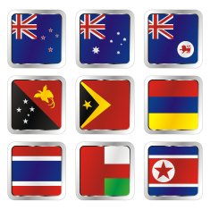 isolated asian and oceanian flags