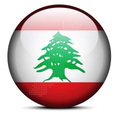 Map with Dot Pattern on flag button of Lebanese Republic