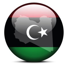 Map on flag button of Libya (Libian Arab Jamahiriya)