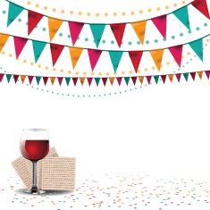 Happy Passover background traditional matzoh and wine