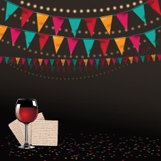 Happy Passover background traditional matzoh and wine EPS10 vector
