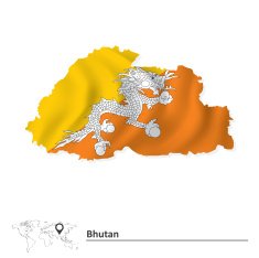 Map of Bhutan with flag