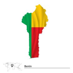 Map of Benin with flag