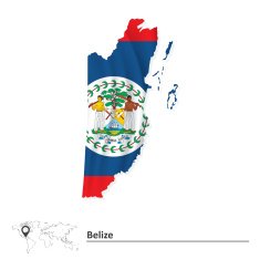 Map of Belize with flag