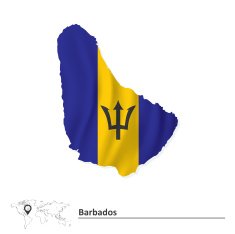 Map of Barbados with flag