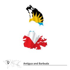 Map of Antigua and Barbuda with flag