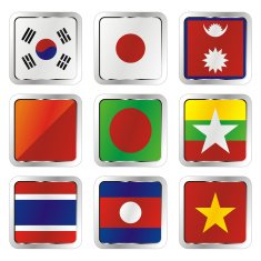 isolated asian flags N3