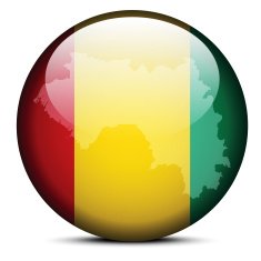 Map on flag button of Republic Guinea