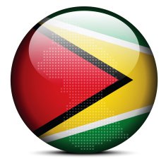 Map on flag button of Guyana