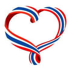 Thailand flag ribbon-shaped heart