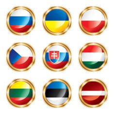 Flag buttons Europe three