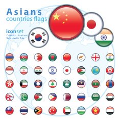 Set of Asian flags vector illustration N2