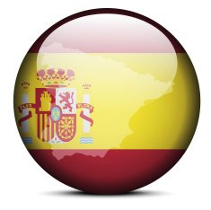 Map on flag button of Kingdom Spain