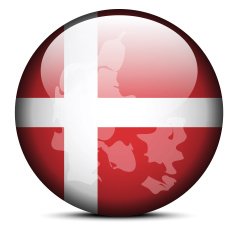 Map on flag button of Kingdom Denmark