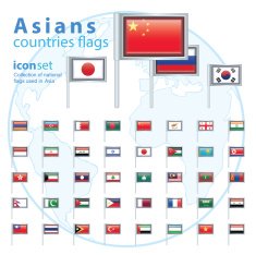 Set of Asian flags vector illustration N5