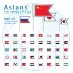Set of Asian flags vector illustration N7