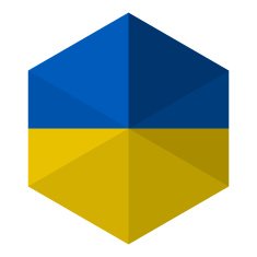 Ukraine Flag Hexagon Flat Icon Button