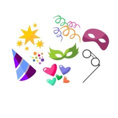 Illustration set colorful objects of carnival party birthday vector N3