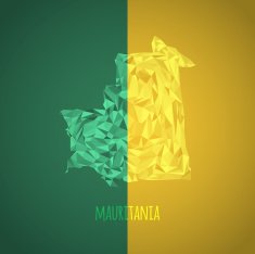 Low Poly Mauritania with National Colors