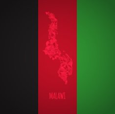 Low Poly Malawi with National Colors