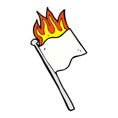 comic cartoon burning white flag N2