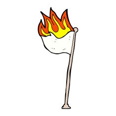 comic cartoon burning flag on pole N2