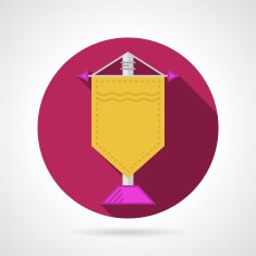 Pink flat vector icon for yellow pennant