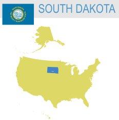 USA state Of South Dakota's map and Flag