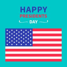 American flag Presidents Day blue background flat design Card