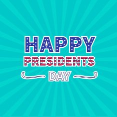 Blue sunburst with ray of light Presidents Day background flat